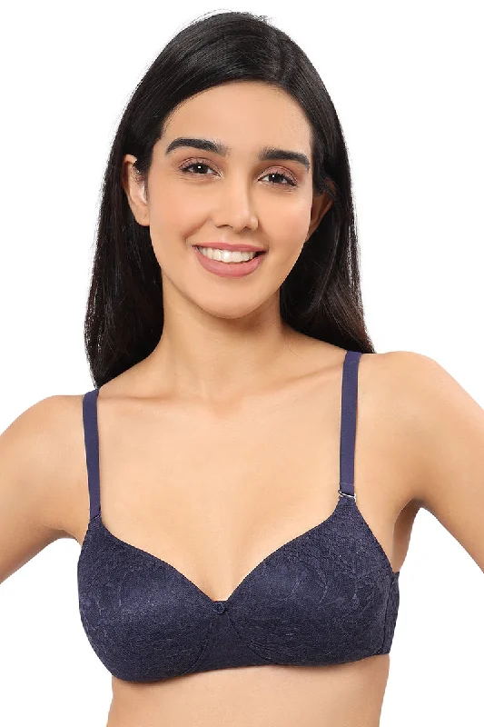Colorful bras for daily fashion-Floral Romance Non Wired Lightly Padded Non-Wired Full Coverage Bra - Midnight Colorful bras for daily fashion-Floral Romance Non Wired Lightly Padded Non-Wired Full Coverage Bra - Midnight
