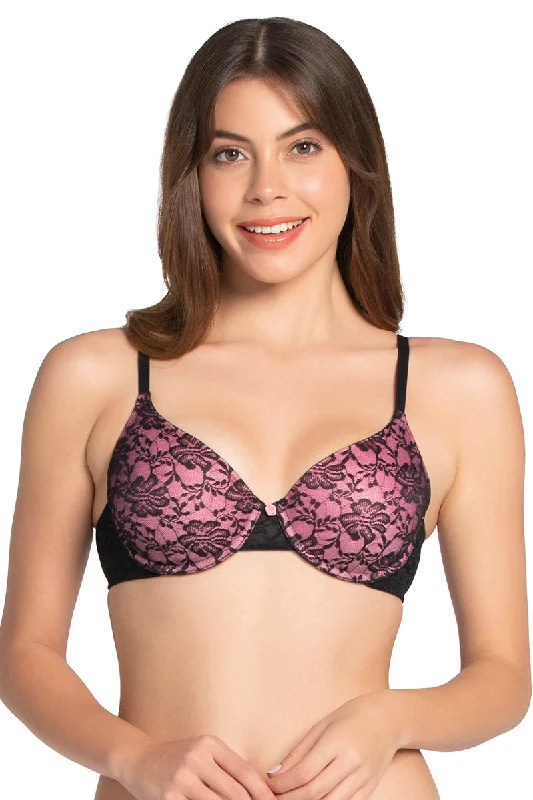 Best bras for breast augmentation support-Floral Romance Padded Wired Lace Bra - Black-Sea Pink Best bras for breast augmentation support-Floral Romance Padded Wired Lace Bra - Black-Sea Pink