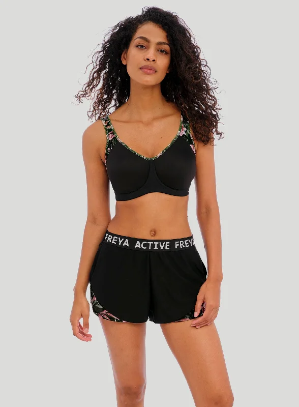 Soft cup sports bras for gentle support-Freya Active: Sonic Spacer Bra Jungle Black