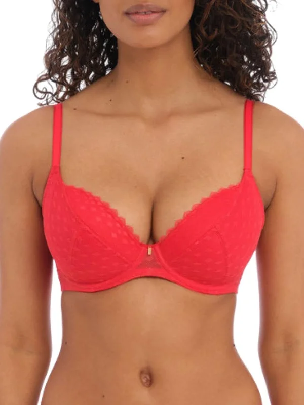 Women's bras for low-impact exercises-Signature Padded Plunge Bra - Chilli Red