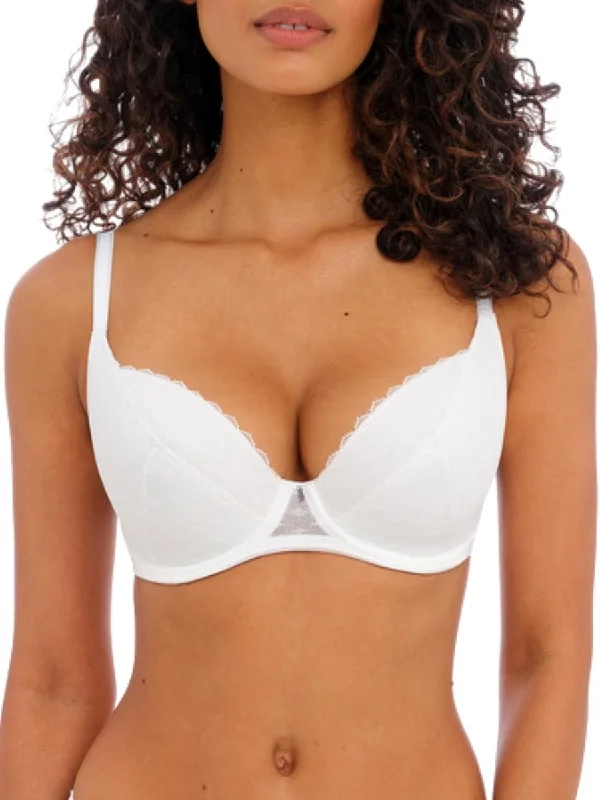 Sports bras for gym workouts-Signature Padded Plunge Bra - White
