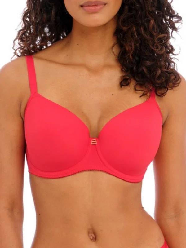 Plus-size wireless bras for comfort-Snapshot Demi Plunge Moulded Bra - Chilli Red