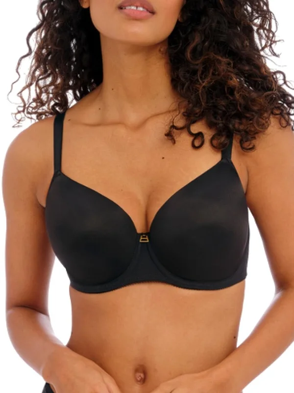 Women's bras for sensitive nipples-Snapshot Demi Plunge Moulded Bra - Noir