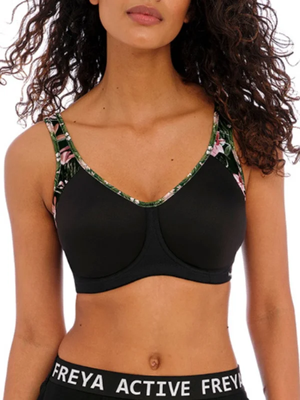 Best sports bras for heavy bust-Sonic Moulded Spacer Sports Bra -  Jungle Black