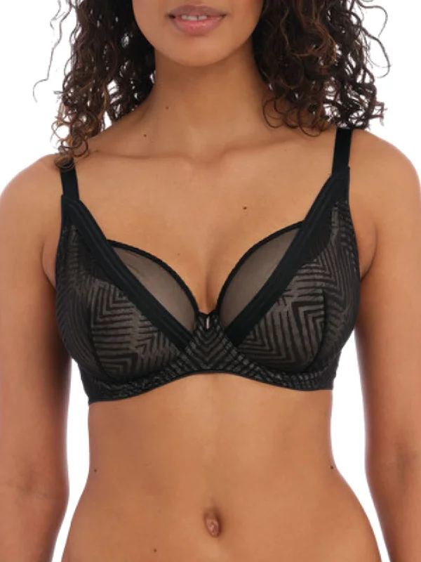 Seamless nursing bras for new mothers-Tailored High Apex Plunge Bra - Black