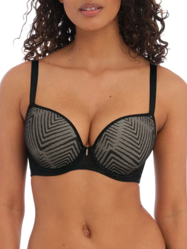 Best bras for heavy chest with straps-Tailored Plunge T-Shirt Bra - Black
