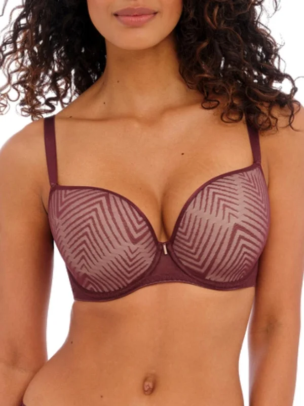 Full coverage bras for large chest-Tailored Plunge T-Shirt Bra - Dark Cherry
