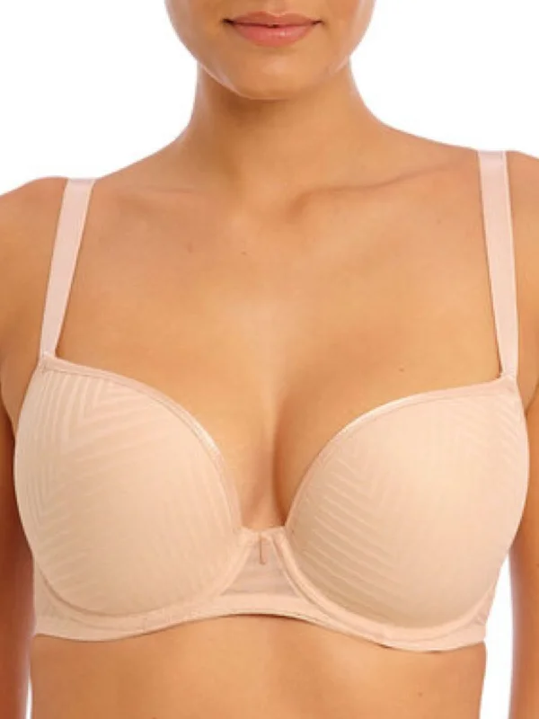 Best bras for women with wide shoulders-Tailored Plunge T-Shirt Bra - Natural Beige