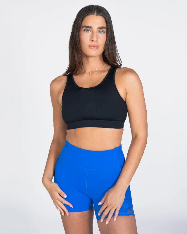 Sports bras with cooling technology-Front Pocket Bra - Black