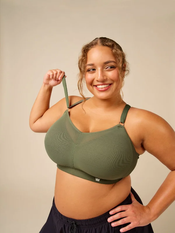 Medium support sports bras for comfort-Full Coverage Bra - Deep Lichen Green
