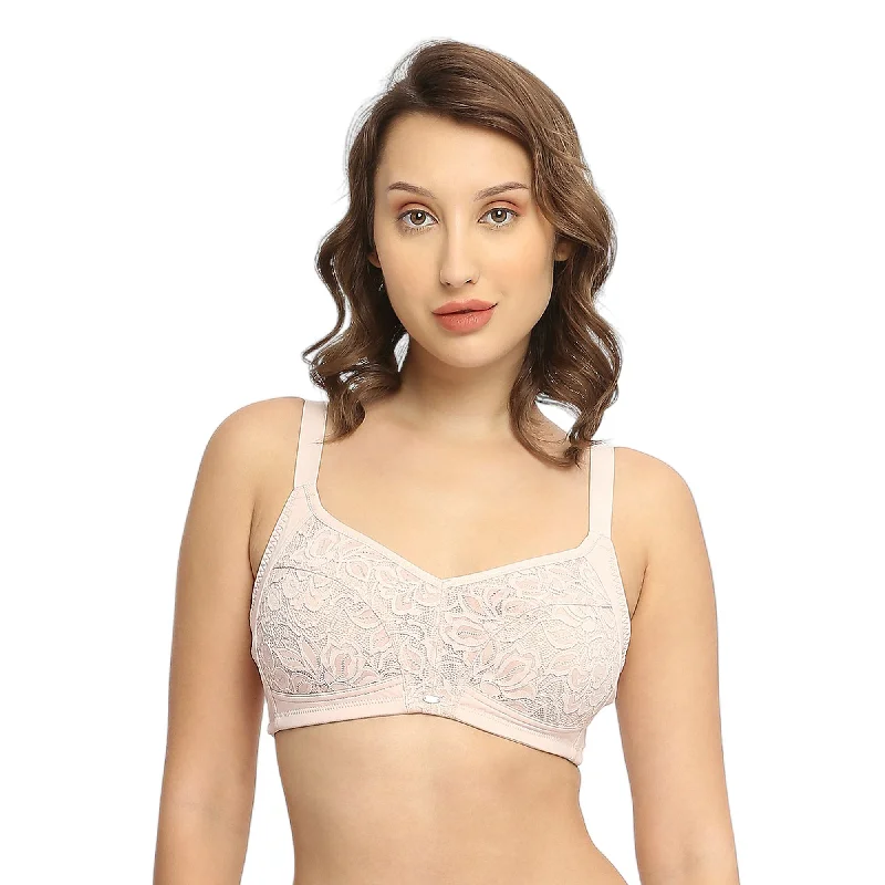 Non wired bras for women who need a comfortable fit for generous living practices-Full Coverage Non Padded Non Wired Lacy Bra-FB-709 Non wired bras for women who need a comfortable fit for generous living practices-Full Coverage Non Padded Non Wired Lacy Bra-FB-709