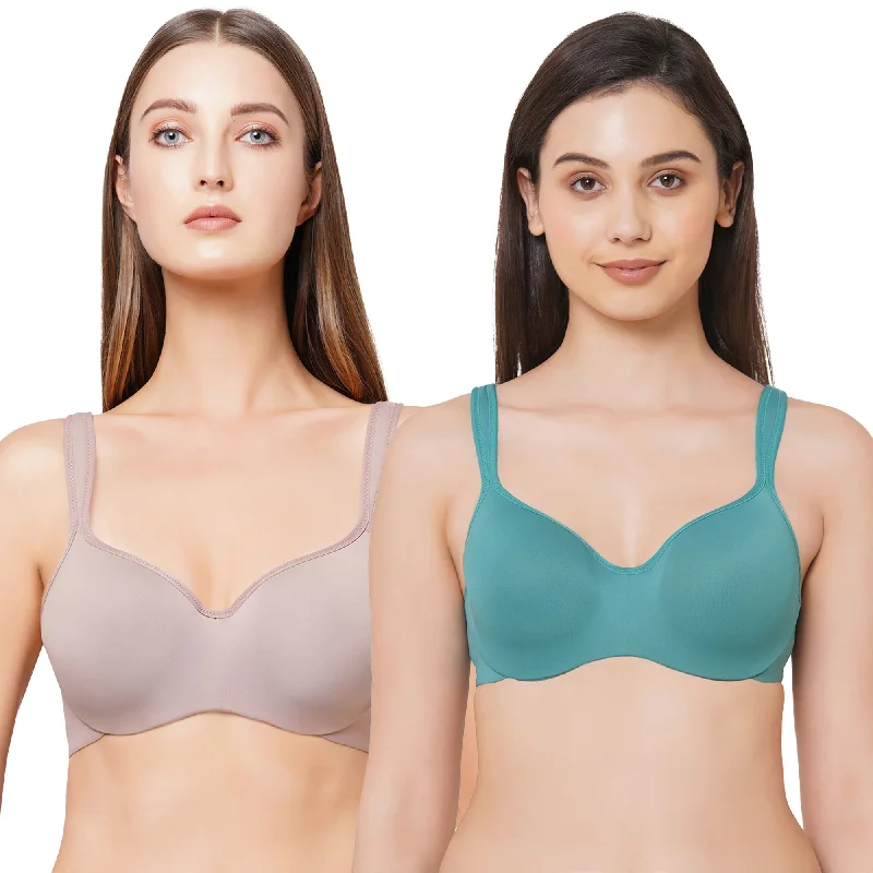 Best supportive bras for heavy busts-Full coverage Sweetheart neckline padded wired Bra (Pack of 2) CB-130
