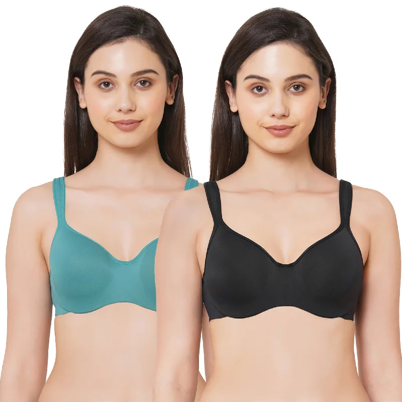 Best bras for posture correction-Full coverage Sweetheart neckline padded wired Bra (Pack of 2) CB-130