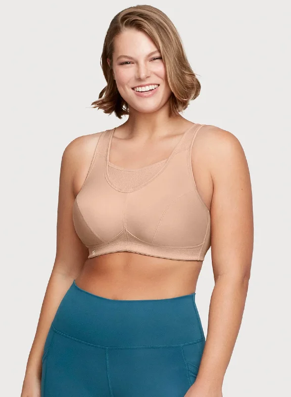 No-show sports bras for smooth fit-Glamorise: Glamorise Sport Cami Bra Cafe