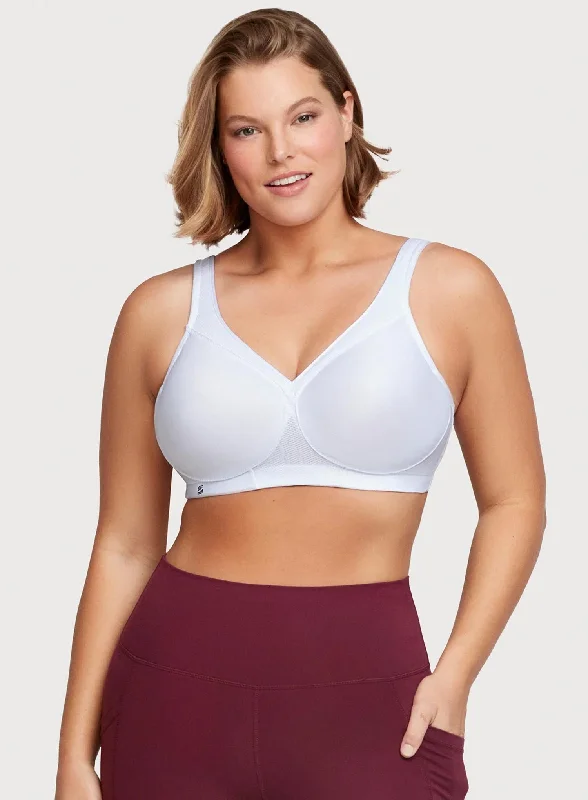 Comfortable sports bras for yoga-Glamorise: Magic Lift Full Figure Sports Bra White