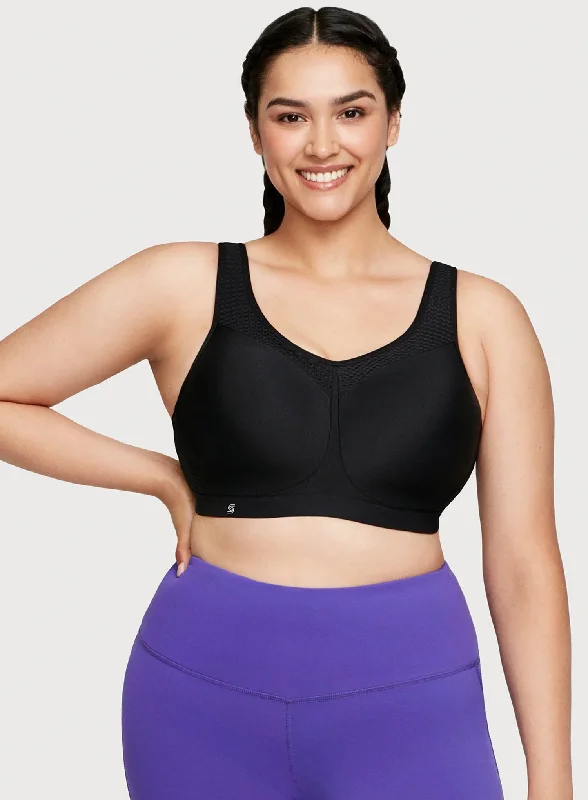 Moisture-wicking sports bras for sweat-Glamorise: No Limits High Support Underwire Sports Bra Black Moisture-wicking sports bras for sweat-Glamorise: No Limits High Support Underwire Sports Bra Black