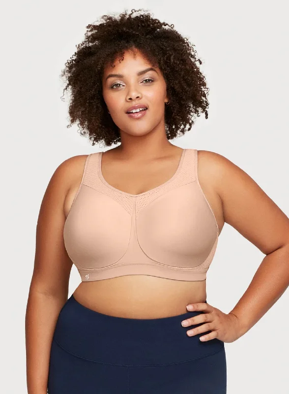 Sports bras for yoga and Pilates-Glamorise: No Limits High Support Underwire Sports Bra Cafe Sports bras for yoga and Pilates-Glamorise: No Limits High Support Underwire Sports Bra Cafe