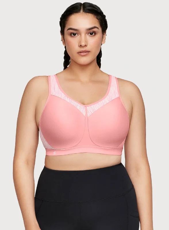 Full-coverage sports bras for workouts-Glamorise: No Limits High Support Underwire Sports Bra Pink Blush Full-coverage sports bras for workouts-Glamorise: No Limits High Support Underwire Sports Bra Pink Blush