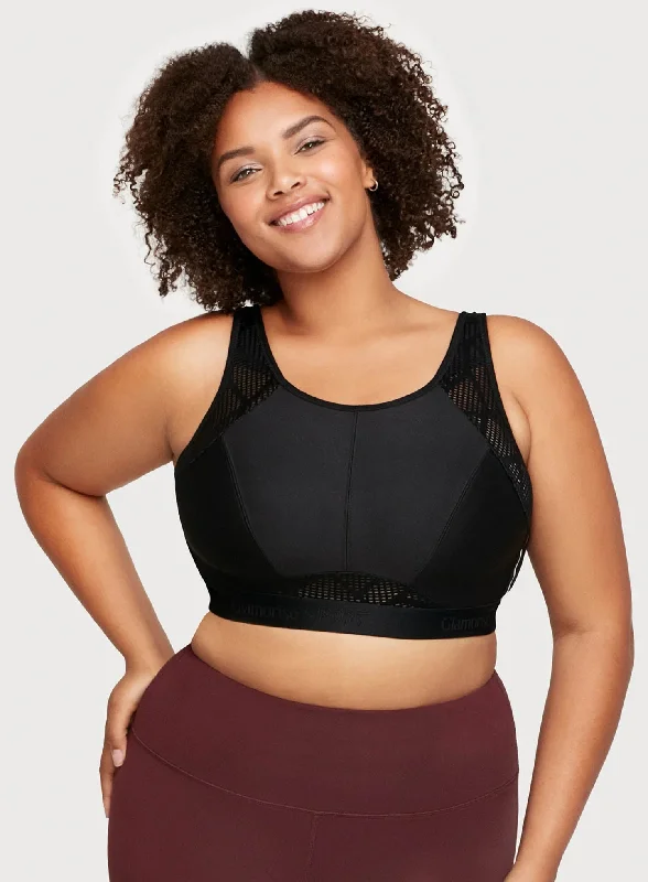 Sports bras for weight lifting-Glamorise: No-Sweat Mesh Medium Support Sports Bra Black