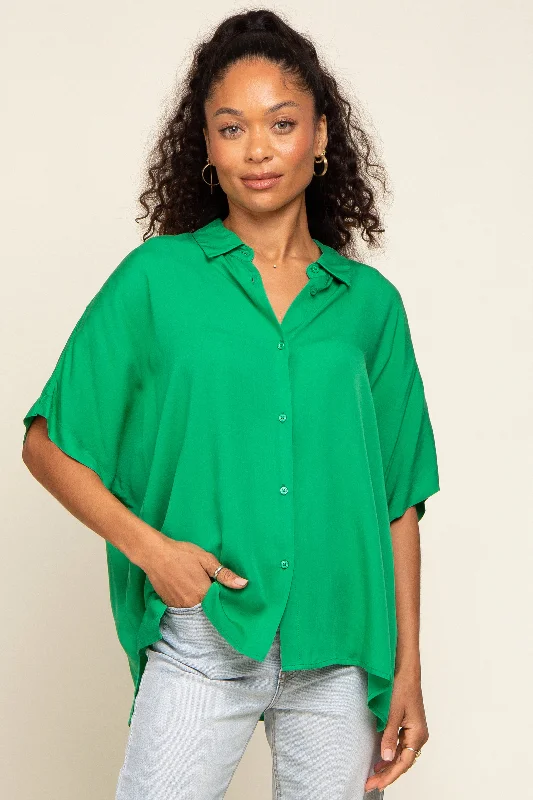Nursing bras with a focus on comfort during travel and on-the-go feedings with a baby carrier during breastfeeding-Green Button Up Dolman Short Sleeve Top Nursing bras with a focus on comfort during travel and on-the-go feedings with a baby carrier during breastfeeding-Green Button Up Dolman Short Sleeve Top