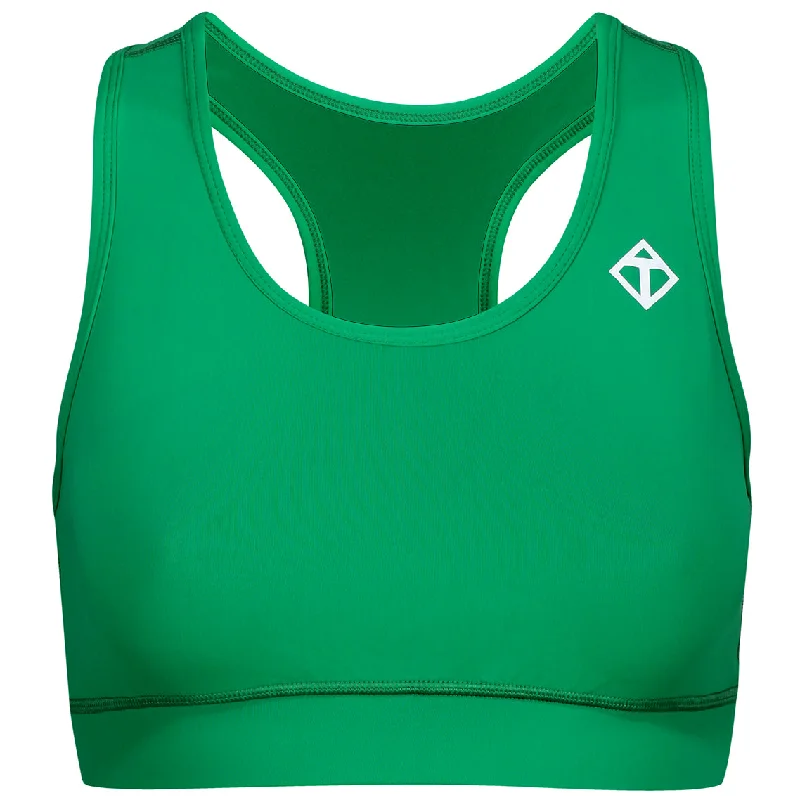 Sports bras with moisture-wicking fabric-Green Racer Back Bra