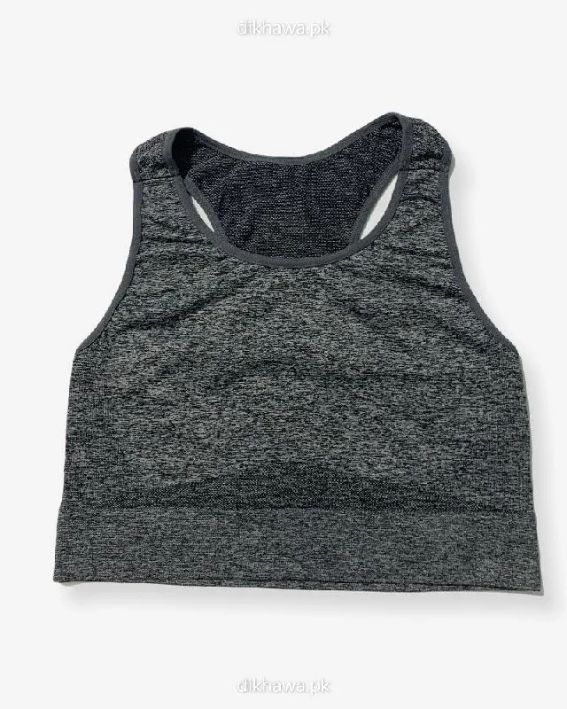 Wireless bras with adjustable straps-Impact Non Padded Sports Bra with Removable Pads Ladies Jogging Bra Imported Stocklot Branded Sports Bra