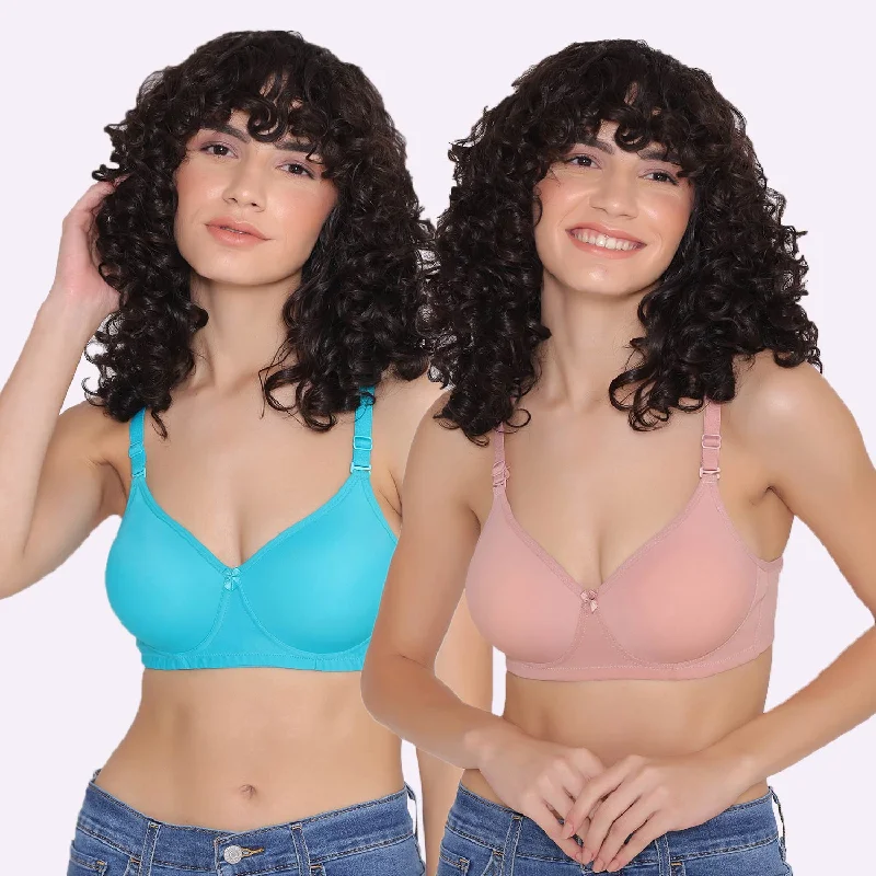 Black bras for versatile fashion-Women's Padded and Non Wired Full Coverage T-Shirt Bra (Pack of 2)-LILY Black bras for versatile fashion-Women's Padded and Non Wired Full Coverage T-Shirt Bra (Pack of 2)-LILY
