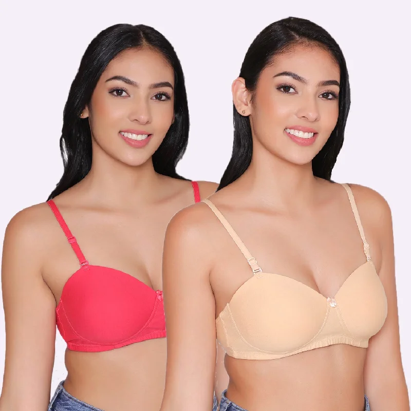 Bralettes with lace details for comfort-Women Lightly Padded Non Wired Tshirt Bra (Pack of 2)-ROMI Bralettes with lace details for comfort-Women Lightly Padded Non Wired Tshirt Bra (Pack of 2)-ROMI