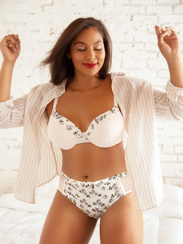 Strapless bras for off-shoulder tops-Ivy contour bra - Pearl White w Floral Print - P5831 Strapless bras for off-shoulder tops-Ivy contour bra - Pearl White w Floral Print - P5831