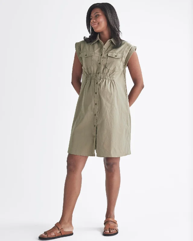 Nursing bras with a focus on style and fashion trends-Kaya Maternity Safari Shirt Dress In Khaki