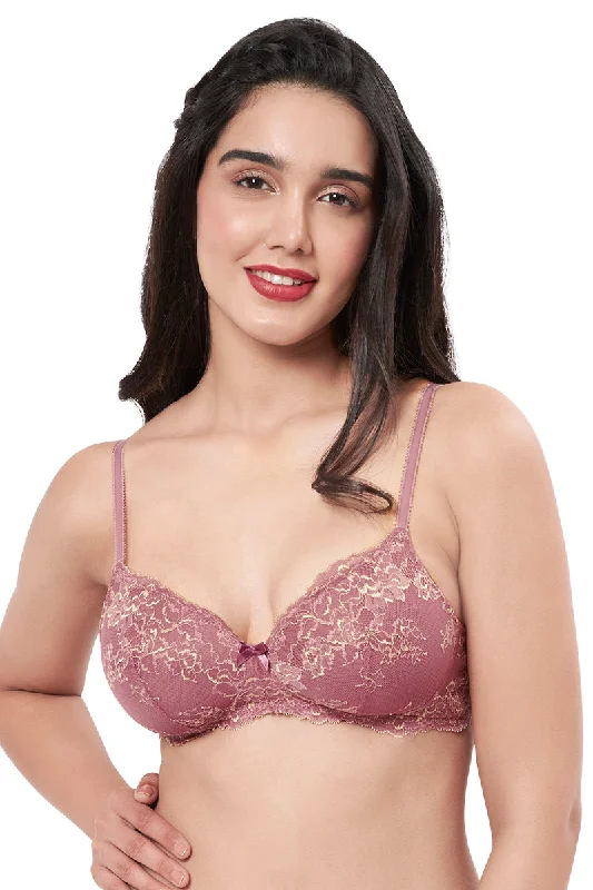 Cotton bralettes for all-day wear-Lace Delight Padded Wirefree Bra - Messa Rose