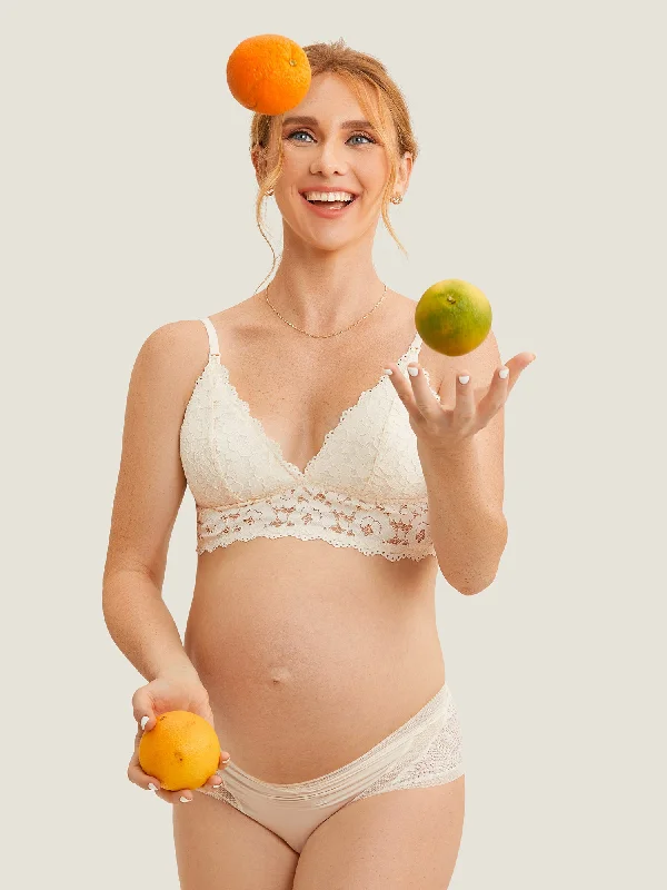 Maternity bras designed for women with sensitive nipples and support-Lace Plunge Nursing Bralette