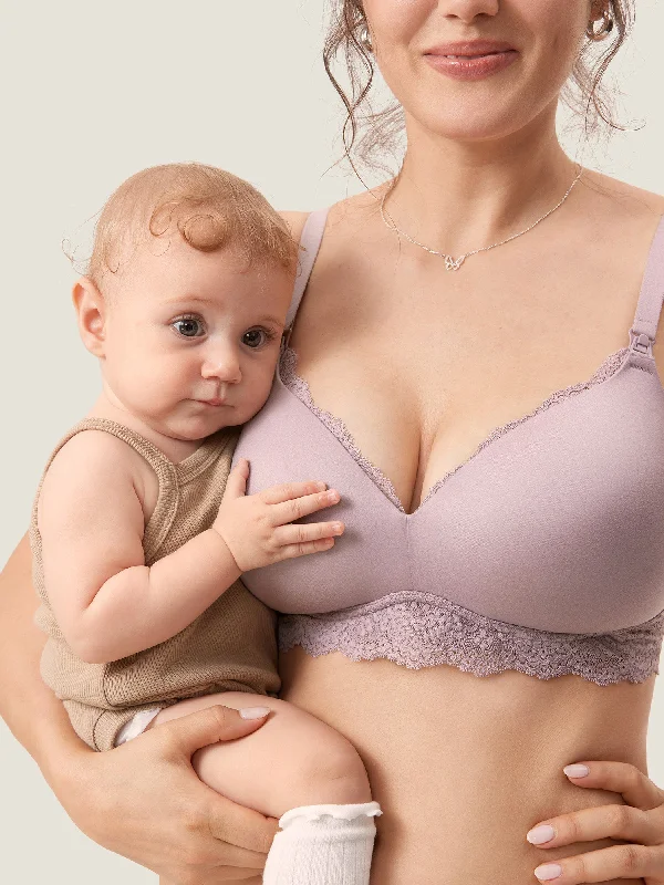 Nursing bras suitable for women with sensitive nipples and support-Lace Wing Wirefree Nursing Bra