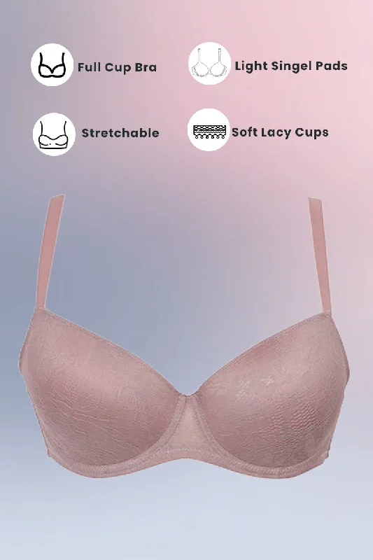 Best bras for round-shaped breasts-Skin Laced Padded Wired Bra