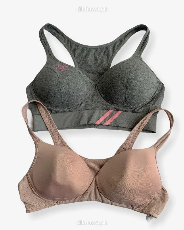 Non wired bras for women who prefer a minimalist design-Non Padded Ladies Jogging Bra - Sports Bra - Soft Padded Imported Stocklot Branded Pushup Bra - Single Padded Bra - Pack of 2 Non wired bras for women who prefer a minimalist design-Non Padded Ladies Jogging Bra - Sports Bra - Soft Padded Imported Stocklot Branded Pushup Bra - Single Padded Bra - Pack of 2