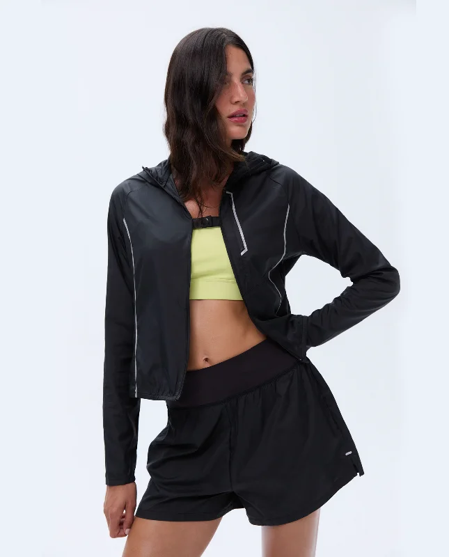 Plus-size sports bras for workouts-Lightweight Running Jacket - Black