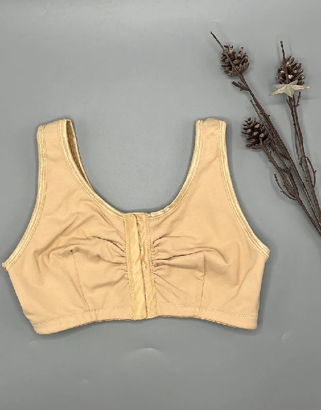 Bras for women with narrow backs-Plus Size Cotton Wire-free Darted Cup Front Open Bra - SKIN Bras for women with narrow backs-Plus Size Cotton Wire-free Darted Cup Front Open Bra - SKIN