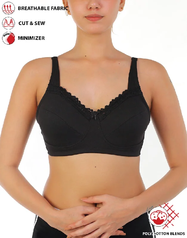 Eco-friendly bras for sustainable fashion-LOSHA FULL COVERAGE SUPER SUPPORT CUT & SEW CUPS MINIMIZER BRA-BLACK Eco-friendly bras for sustainable fashion-LOSHA FULL COVERAGE SUPER SUPPORT CUT & SEW CUPS MINIMIZER BRA-BLACK