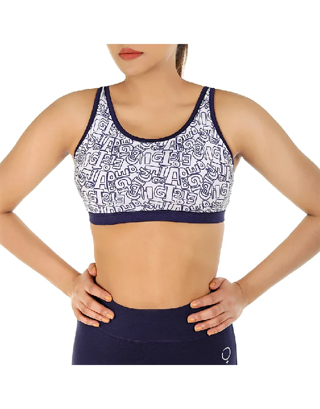 Sports bras with adjustable straps-LOSHA MEDIUM IMPACT SPORTS BRA WITH STRAPPY BACK & REMOVABLE PADS-WHITE