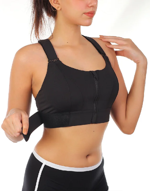 Push-up bras for a fuller bust-LOSHA PREMIUM QUALITY FRONT CLOSURE PADDED HIGH IMPACT SPORTS BRA WITH ADJUSTABLE WAIST BAND-BLACK Push-up bras for a fuller bust-LOSHA PREMIUM QUALITY FRONT CLOSURE PADDED HIGH IMPACT SPORTS BRA WITH ADJUSTABLE WAIST BAND-BLACK