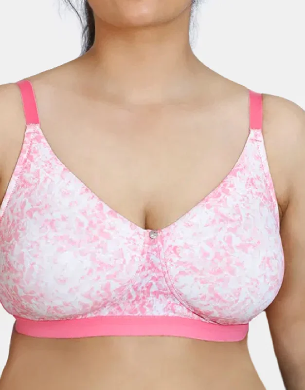 Nursing bras for quick breastfeeding access-Losha True Curv Double Layered Non Wired Full Coverage Super Support Bra - Pink Print Nursing bras for quick breastfeeding access-Losha True Curv Double Layered Non Wired Full Coverage Super Support Bra - Pink Print