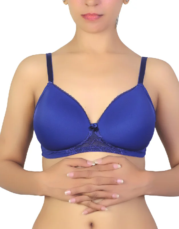Best bras for post-surgery comfort-Losha Wireless Go To T-Shirt Bra With a Touch Of Lace-BLUE DEPTHS Best bras for post-surgery comfort-Losha Wireless Go To T-Shirt Bra With a Touch Of Lace-BLUE DEPTHS