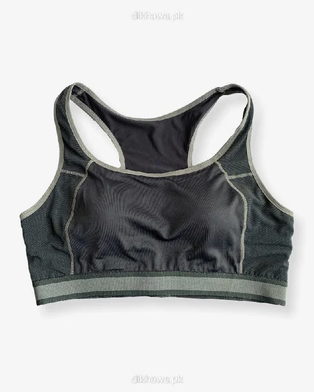 Non wired bras for women who dislike underwires-Low Impact Cotton Non-Padded Non-Wired Sports Bra in Ladies Jogging Bra Imported Stocklot Branded Pushup Bra