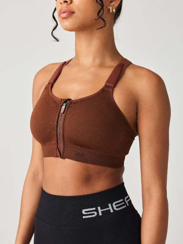 Soft cup sports bras for gentle support-Low Impact Sports Bra - Cappuccino