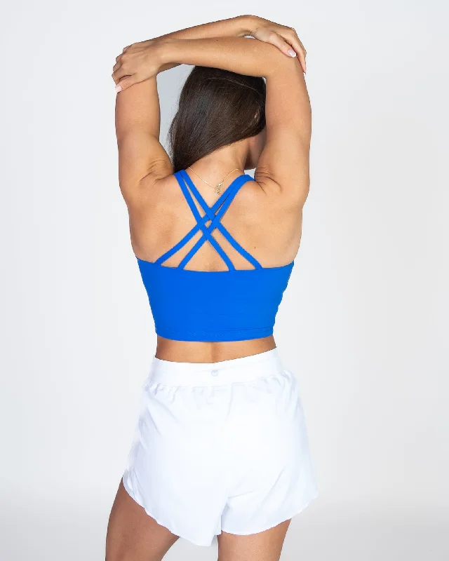Sports bras for strength training-Lux Performance Crop - Cobalt - FINAL SALE