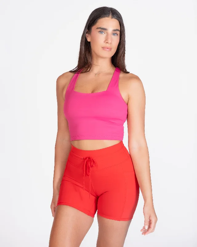 Sports bras with cooling technology-Lux Performance Crop - Hibiscus - FINAL SALE