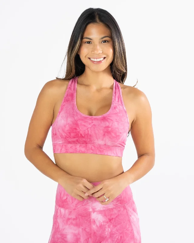Elastic sports bras for active wear-Lux Sarah Sports Bra - Hibiscus Tie Dye