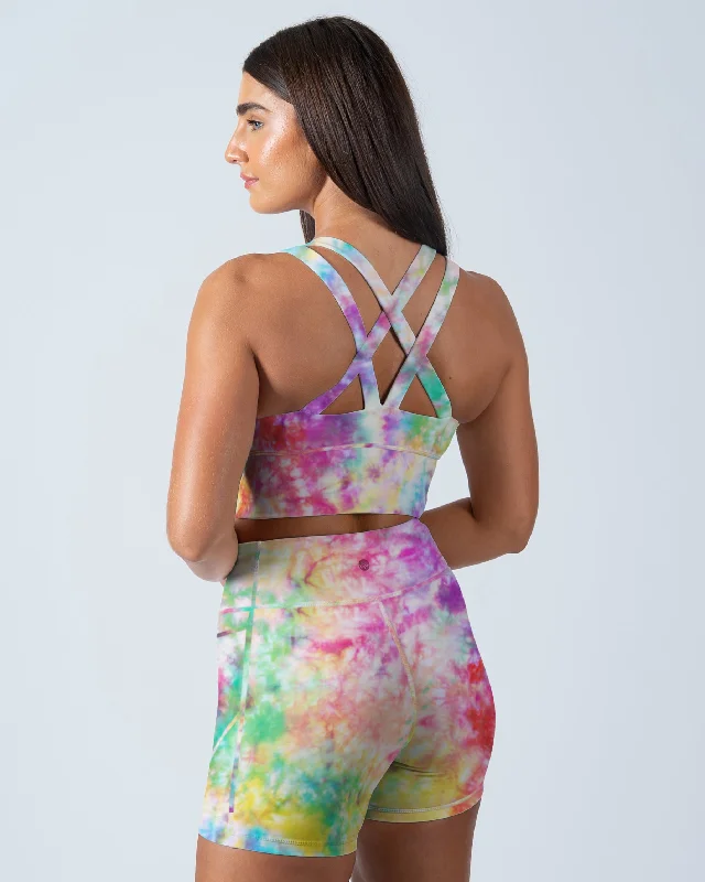 Elastic sports bras for active wear-Lux Sierra Sports Bra - Rainbow Tie Dye