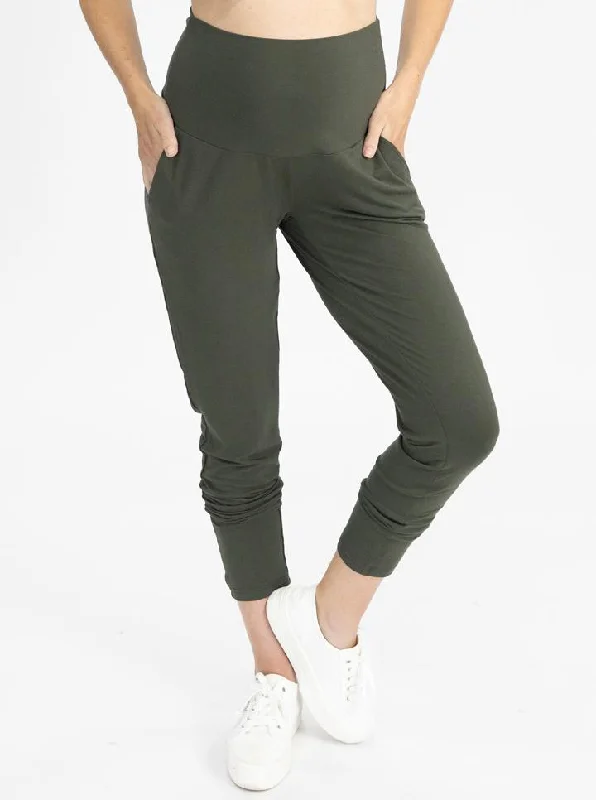 Maternity bras that are compatible with breastfeeding accessories and pillows-Eden Ultra Soft Maternity Lounge Pants in Olive Green Maternity bras that are compatible with breastfeeding accessories and pillows-Eden Ultra Soft Maternity Lounge Pants in Olive Green