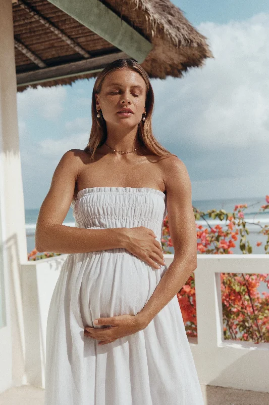 Maternity bras suitable for women with sensitive skin and allergies during postpartum recovery-Margot Maxi Dress (White) Maternity bras suitable for women with sensitive skin and allergies during postpartum recovery-Margot Maxi Dress (White)